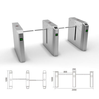 24V BLDC Motor Drop Arm Turnstile Slim Size Bi Directional LED Light Indication