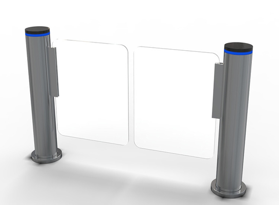 Cylindrical Swing Barrier Turnstile Single Pole 304 Stainless Steel For Lobby
